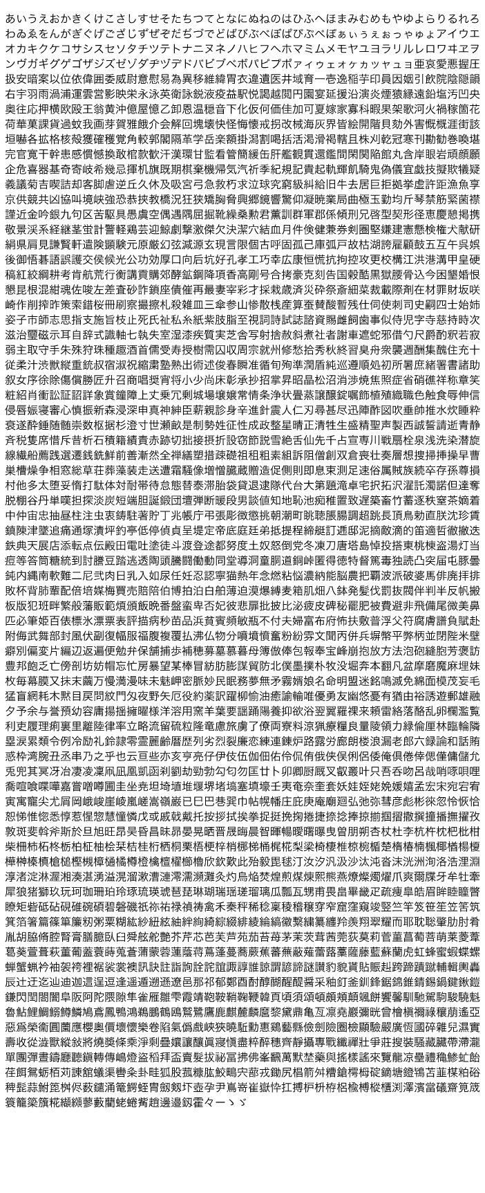 ｄｓ美文字トレーニング 収録文字一覧